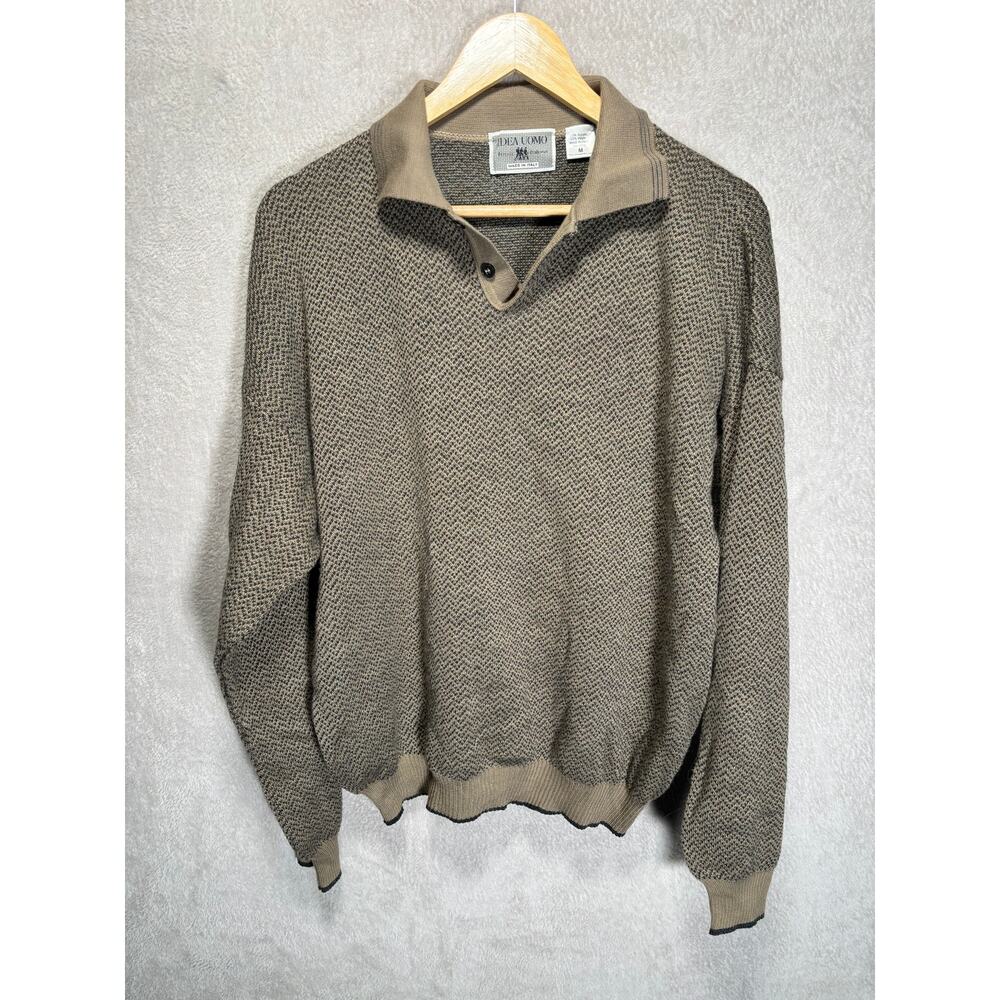 Vintage Idea Uomo Made in Italy Acrylic Wool Collared Long Sleeve Sweater Mens M